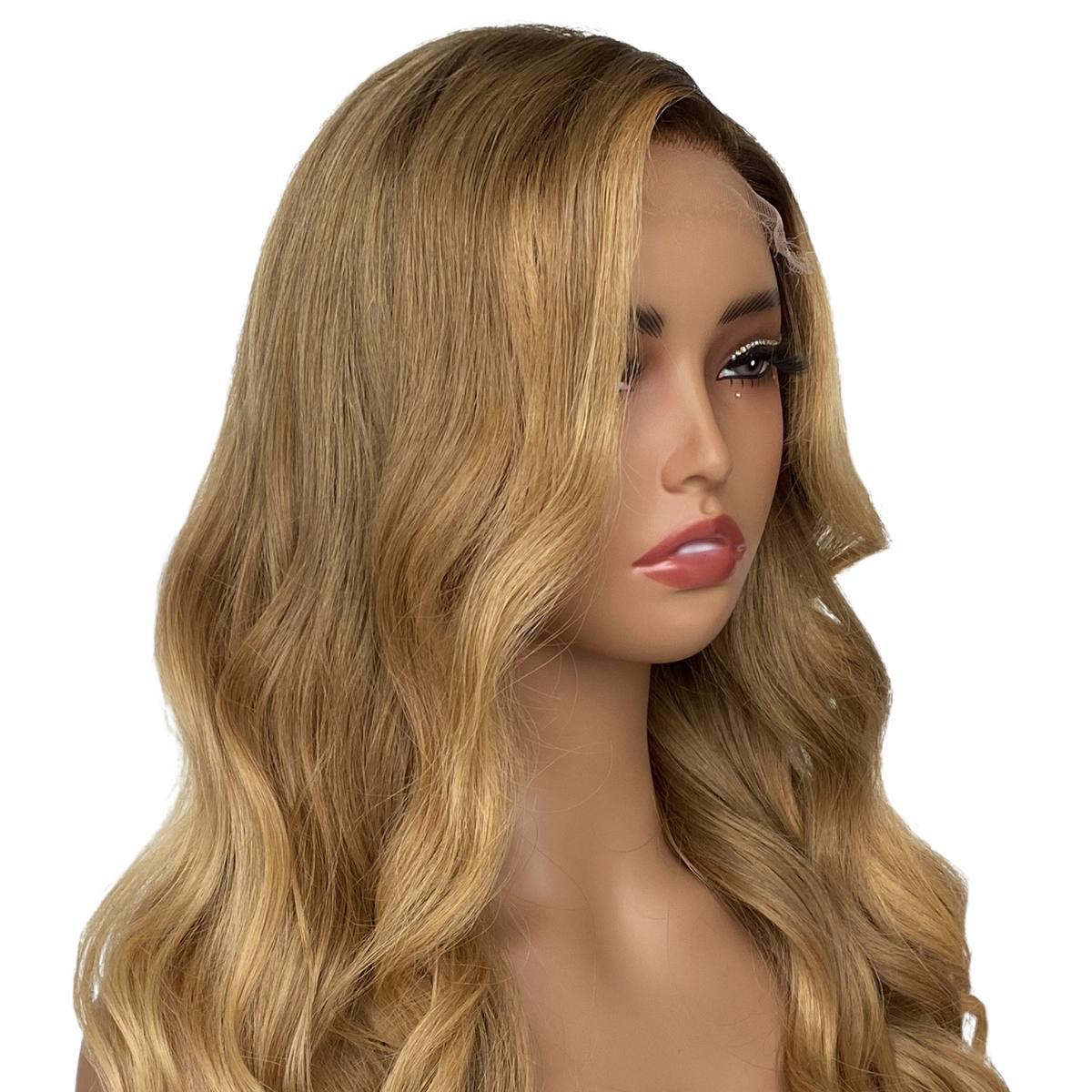 Honey Blonde Ombre Wavy 5x5 HD Lace 100% Human Hair Closure Wig
