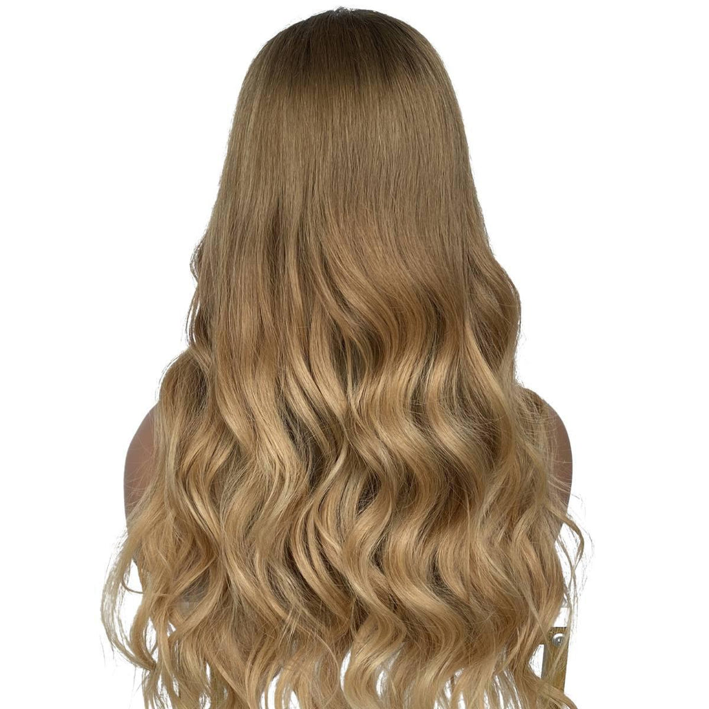 Honey Blonde Ombre Wavy 5x5 HD Lace 100% Human Hair Closure Wig