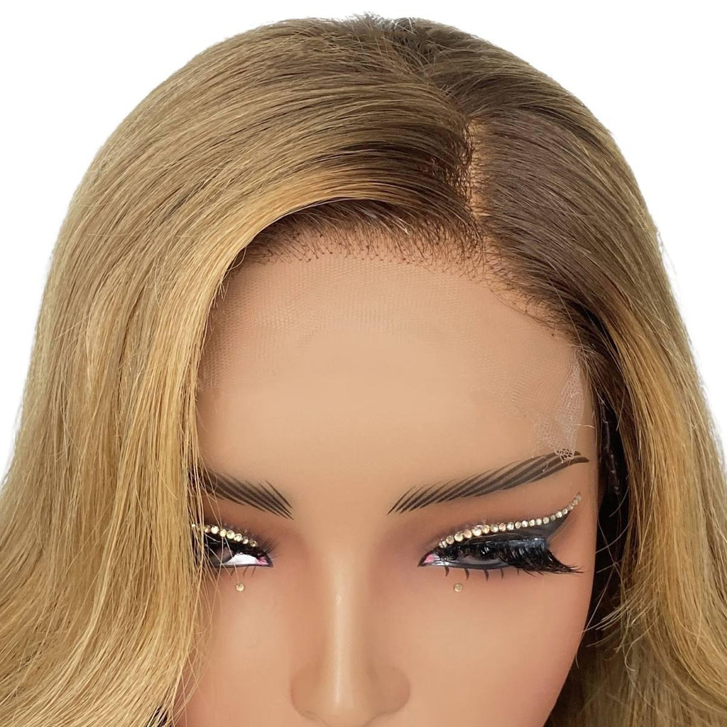 Honey Blonde Ombre Wavy 5x5 HD Lace 100% Human Hair Closure Wig